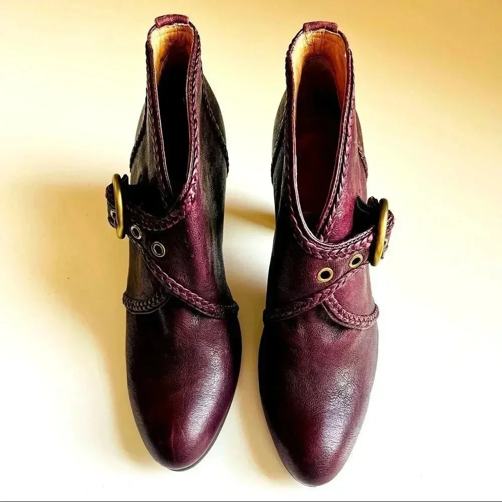 Frye Vicki Purple Leather Heeled Bootie